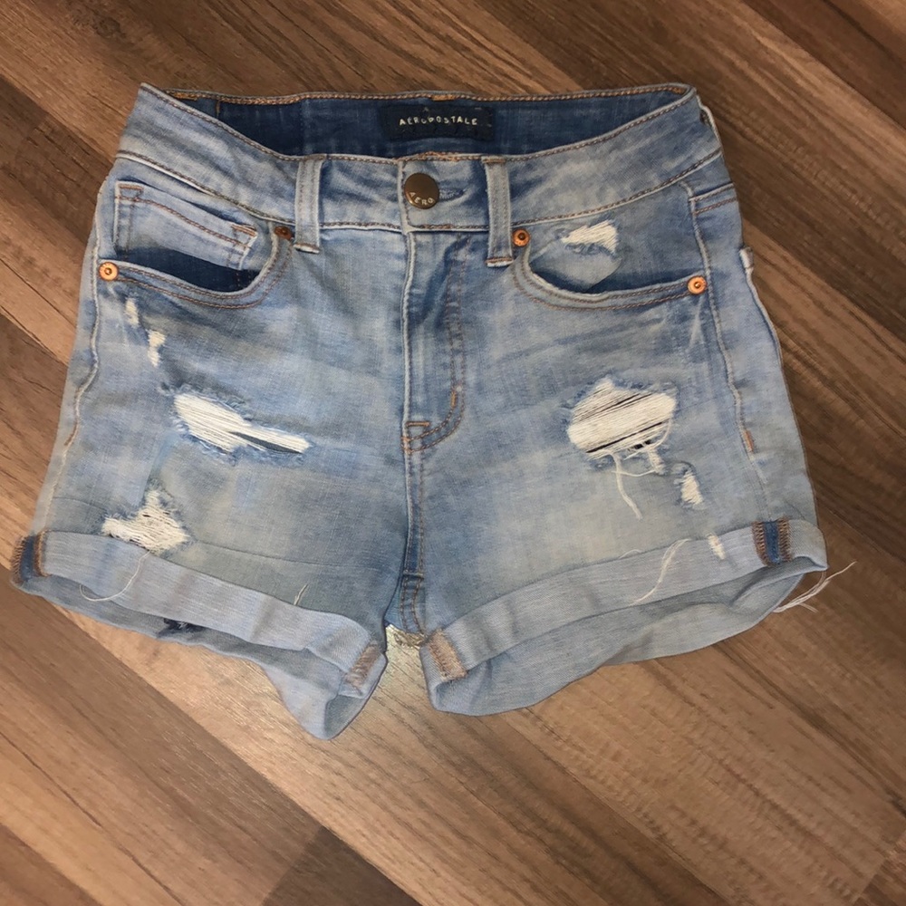 Aeropostale light blue shorts w/ holes